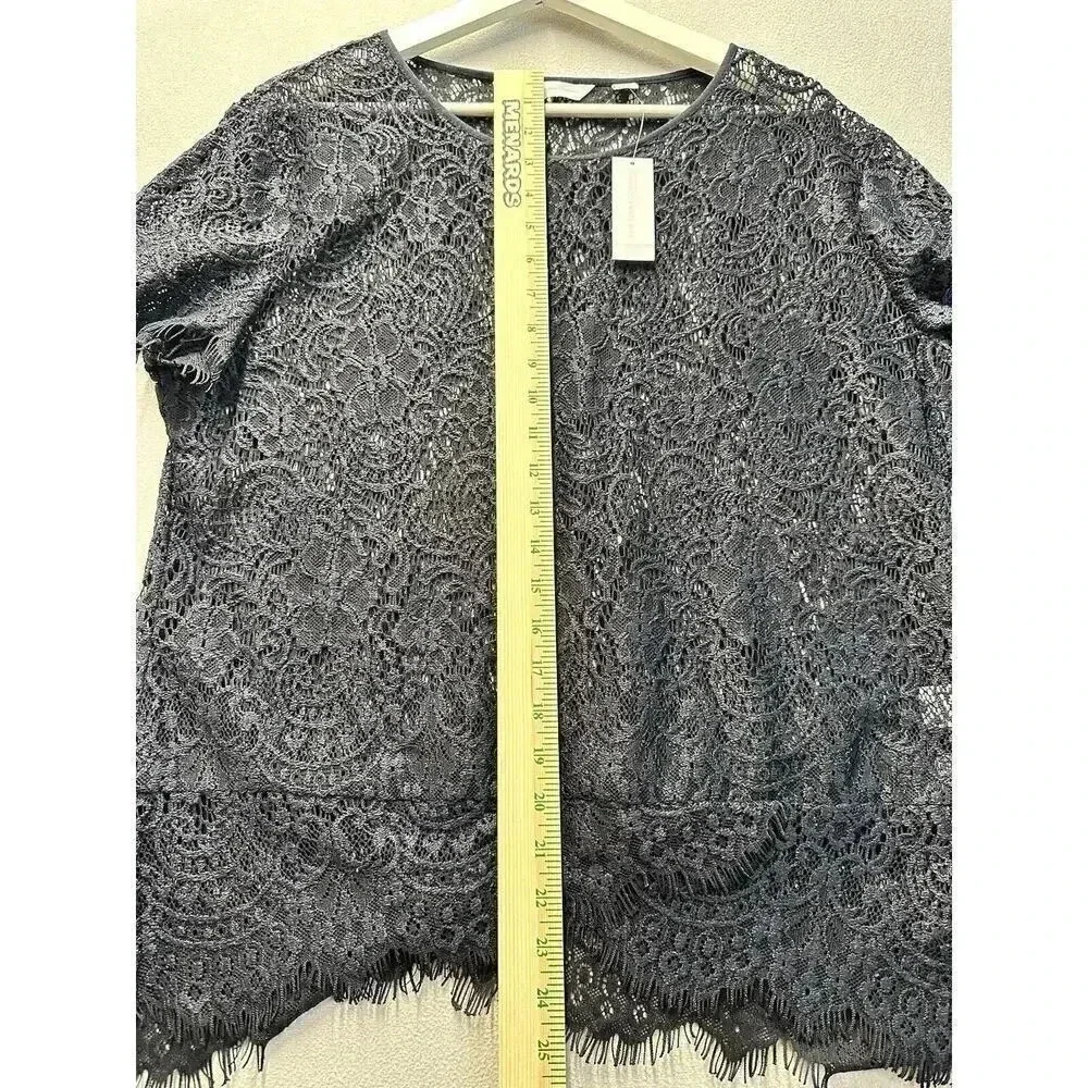 New York & Company Women’s‎ Size XL Blue Lace See-Through Blouse